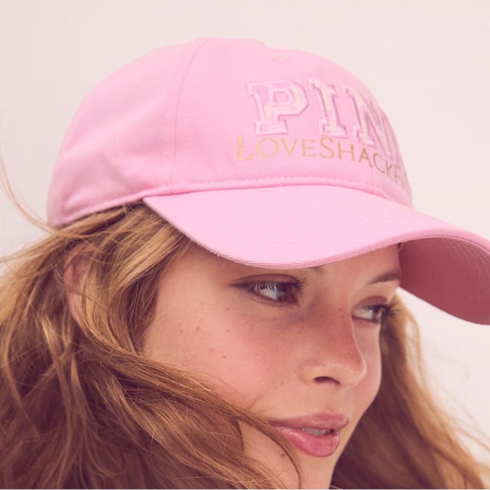 LoveShackFancy X PINK Baseball Hat in Pink Lollipop, LoveShackFancy Hat